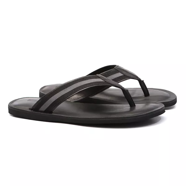 Chinelo Masculino Casual Em Couro Preto - 0028 131... - SERGIO`S