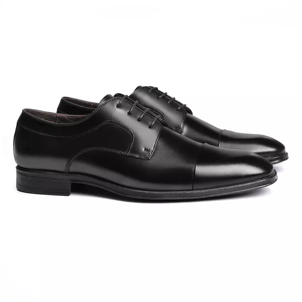 Sapato Derby Masculino Social Em Couro Preto - 024... - SERGIO`S