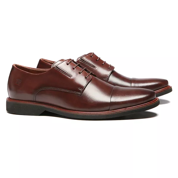 SAPATO DERBY MASCULINO CASUAL EM COURO MARROM - 0... - SERGIO`S