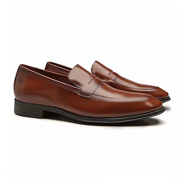 SAPATO LOAFER MASCULINO SOCIAL EM COURO MARROM COM... - SERGIO`S
