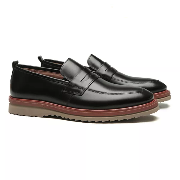 SAPATO LOAFER MASCULINO CASUAL EM COURO PRETO - 00... - SERGIO`S
