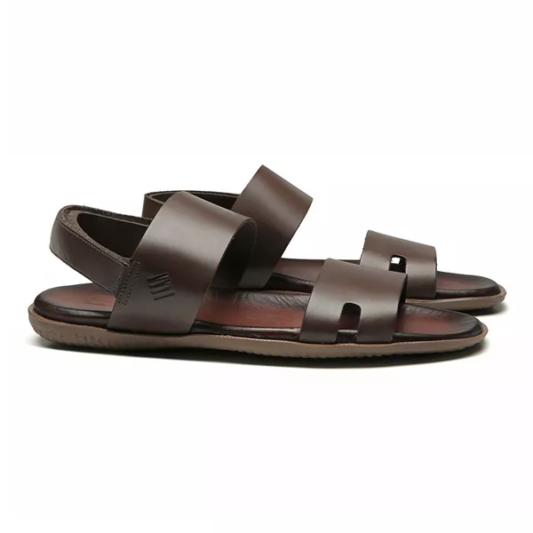 SANDÁLIA MASCULINA CASUAL EM COURO MARROM - 0043 7... - SERGIO`S