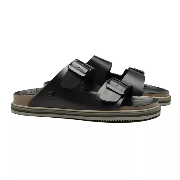 SANDÁLIA MASCULINA CASUAL EM COURO PRETO - 0043 12... - SERGIO`S