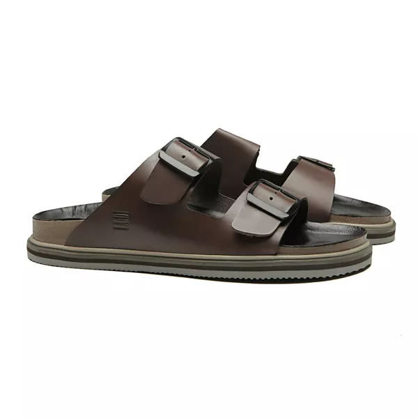 SANDÁLIA MASCULINA CASUAL EM COURO MARROM - 0043 1... - SERGIO`S