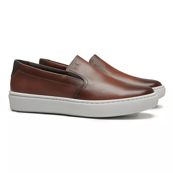 SLIP-ON MASCULINO CASUAL EM COURO MARROM - 0129 2... - SERGIO`S