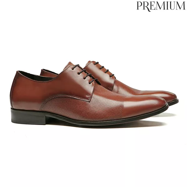 SAPATO DERBY MASCULINO SOCIAL EM COURO MARROM - 00... - SERGIO`S