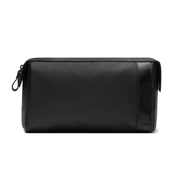 NECESSAIRE MASCULINA EM NYLON E COURO PRETA - 0039... - SERGIO`S