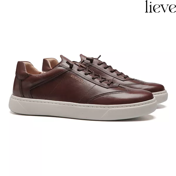 TÊNIS MASCULINO CASUAL EM COURO MARROM LINHA LIEVE... - SERGIO`S