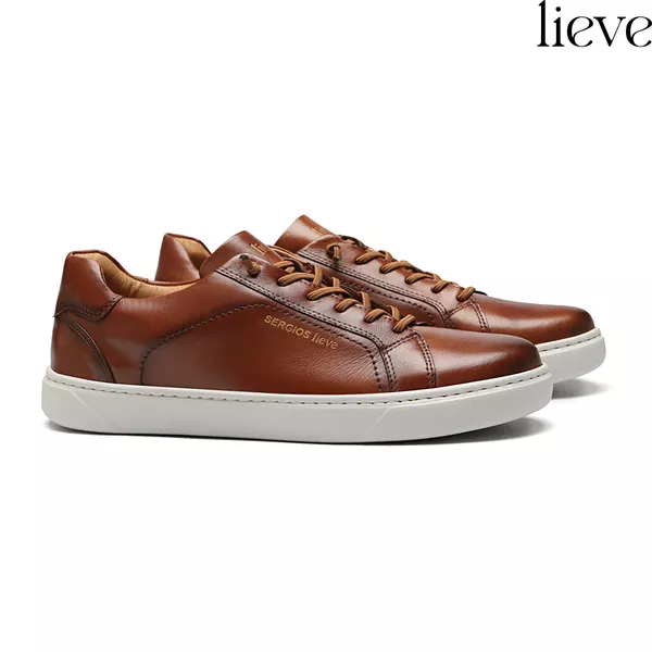 TÊNIS MASCULINO CASUAL EM COURO MARROM LINHA LIEVE... - SERGIO`S