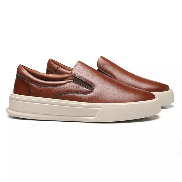SLIP-ON MASCULINO CASUAL EM COURO MARROM - 0037 71... - SERGIO`S