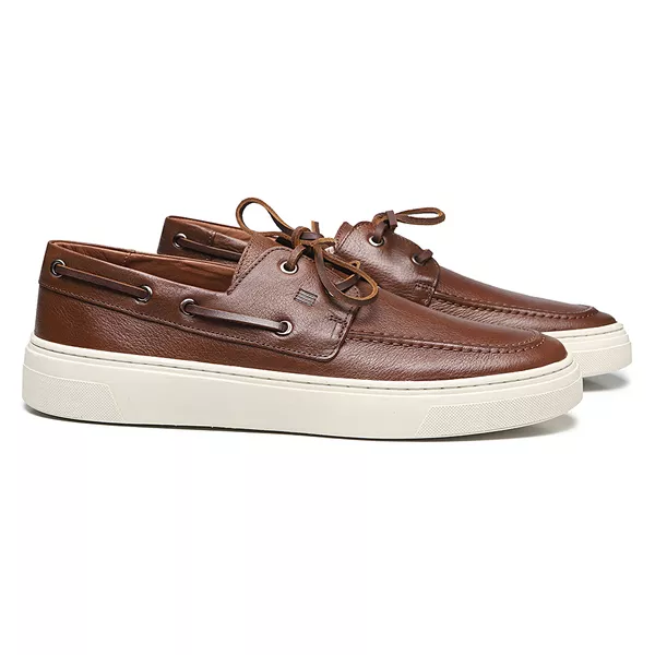 SAPATO DOCKSIDE MASCULINO CASUAL EM COURO MARROM ... - SERGIO`S
