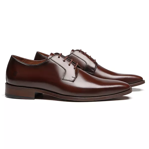 SAPATO DERBY MASCULINO SOCIAL EM COURO MARROM COM ... - SERGIO`S