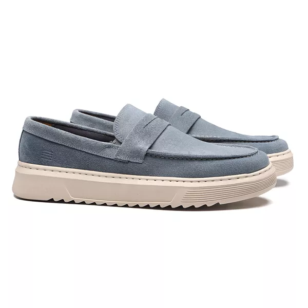 SAPATO MOCASSIM MASCULINO CASUAL EM COURO AZUL - 0... - SERGIO`S