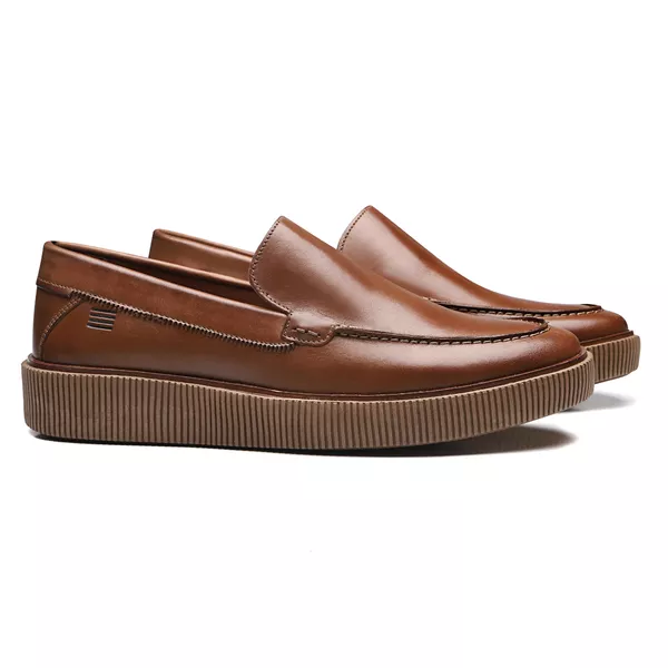 SAPATO MOCASSIM MASCULINO CASUAL EM COURO MARROM -... - SERGIO`S