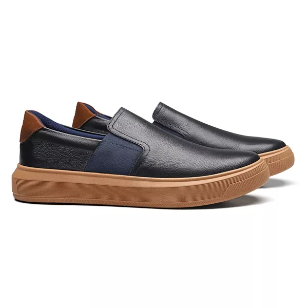 SLIP-ON MASCULINO CASUAL EM COURO AZUL - 0023 3104... - SERGIO`S