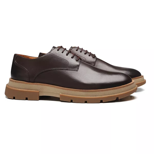 SAPATO DERBY MASCULINO CASUAL EM COURO MARROM - 00... - SERGIO`S