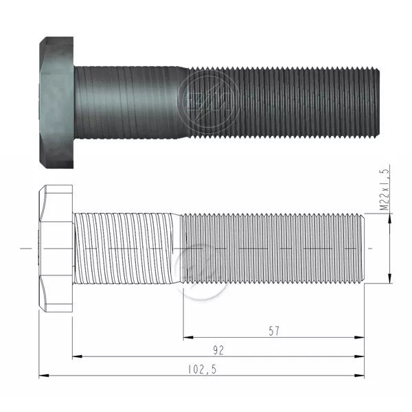 Parafuso Roda Avulso 22 x 92 Traseiro Mb Actros Zm 3002224