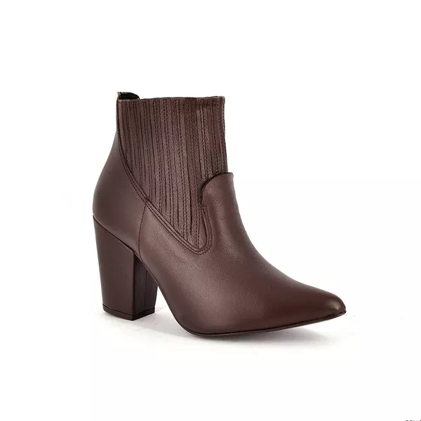 Bota Cano Curto Couro Café 