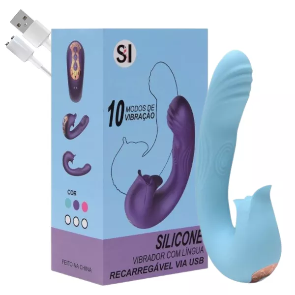 Vibrador De Ponto G e Clitóris Recarregável SI (7214) - Azul