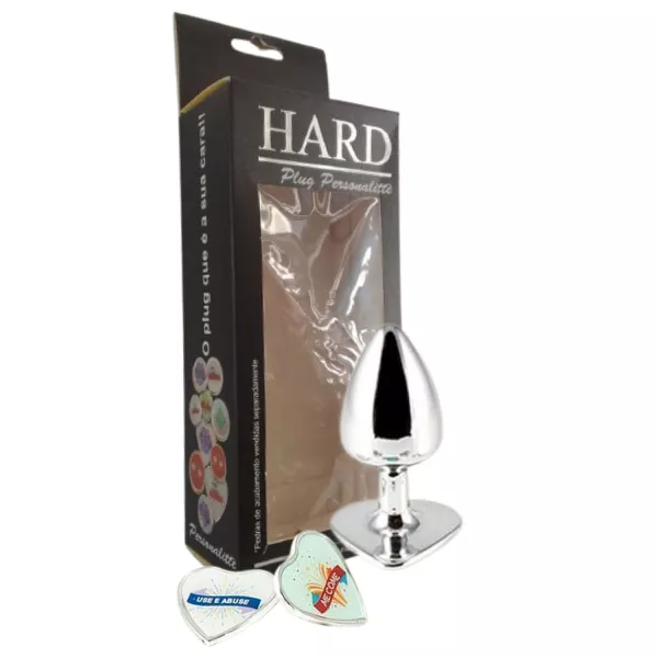 Plug Metálico Personalité Coração Com Duas Pedras - (HA189) - Cromado