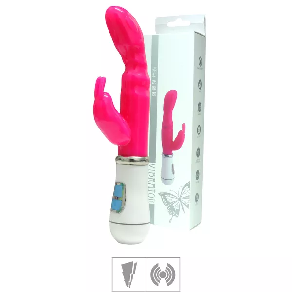 **Vibrador Ponto G Com Estimulador Recarregavél 12 Vibrações (MVE1061) - Rosa