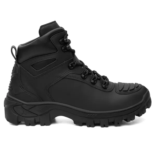Bota Militar Tática Couro Nobre Bico PVC Protetor Frontal de