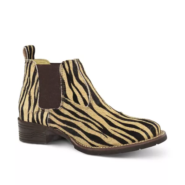 Botina Feminina Conforto Couro Estampado Tigre - Silverado Botas