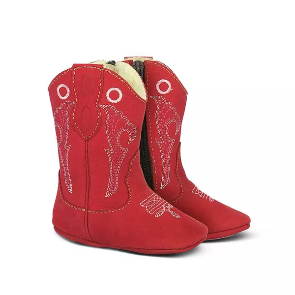 Bota Texana Baby Couro Suede Vermelho - Silverado Botas