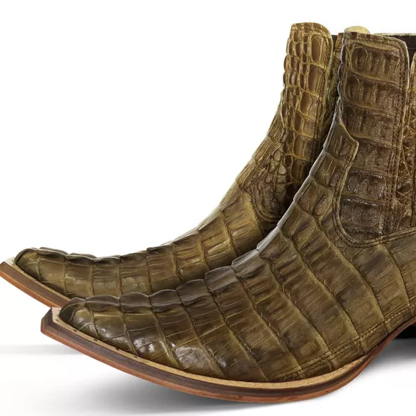 ステアハイド！TALON＆ビッグサイズ38-40相当！DACO襟付きトラッカー Botina Exótica Masculina Couro Jacaré Verde Musgo | SILVERADO BOTAS