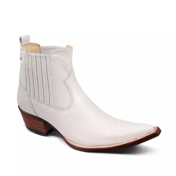 Botina Masculina Couro Floater Branco - Silverado Botas