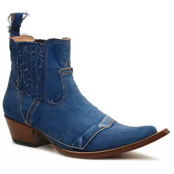 Botina Masculina Tecido Jeans Azul - Silverado Botas