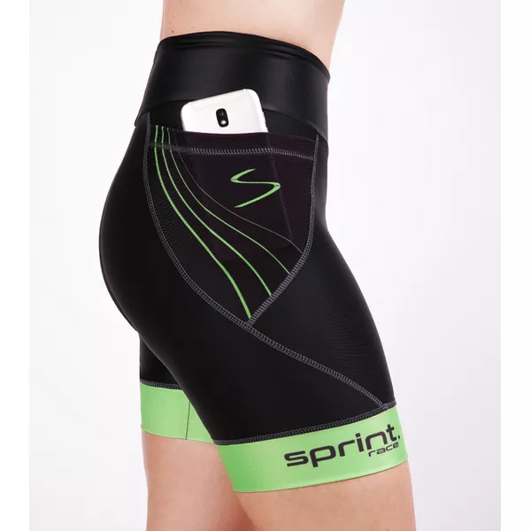 Bermuda de Compressão para Corrida Sprint Race Feminina Verde Com Bolso 