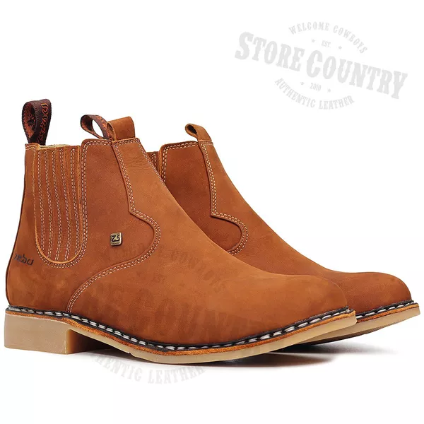Bubu③ J726 Botina Zebu Ziper Lateral Nobuck Calça Fácil Vira Francesa