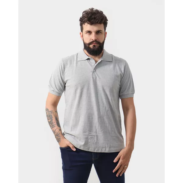 Camisa Polo Masculina Cinza | Techmalhas