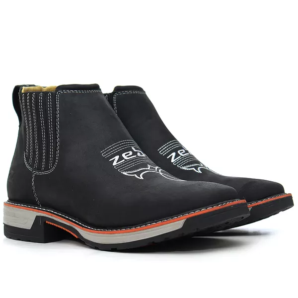 Boo Workboot Zebu Original 93020 Gel Couro Rustic Preto | TEXASKING