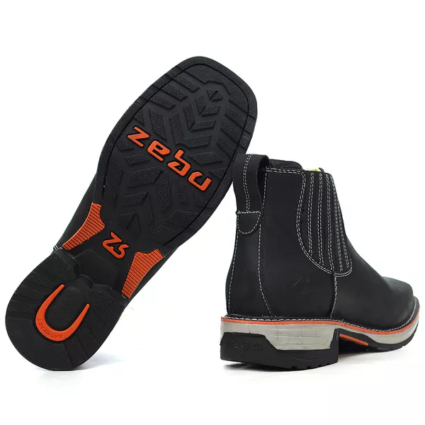 Workboot Zebu Original 93020 Gel Couro Rustic Preto | TEXASKING