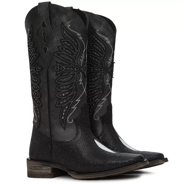 Bota Western Feminina Vimar Boots 13234 Arraia Internacional Preta