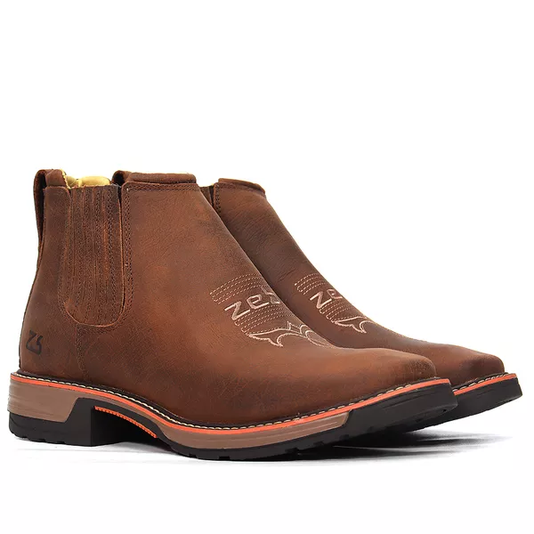 Botina Zebu Original 93020 Gel Bordada Couro Terra | TEXASKING