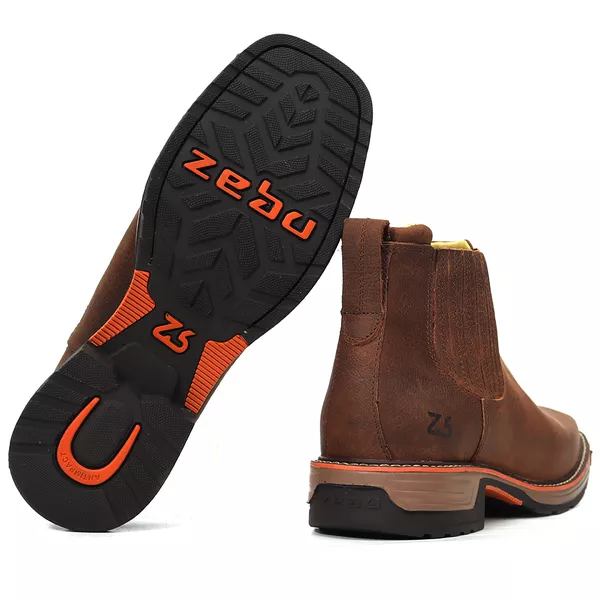 Botina Zebu Original 93020 Gel Bordada Couro Terra | TEXASKING