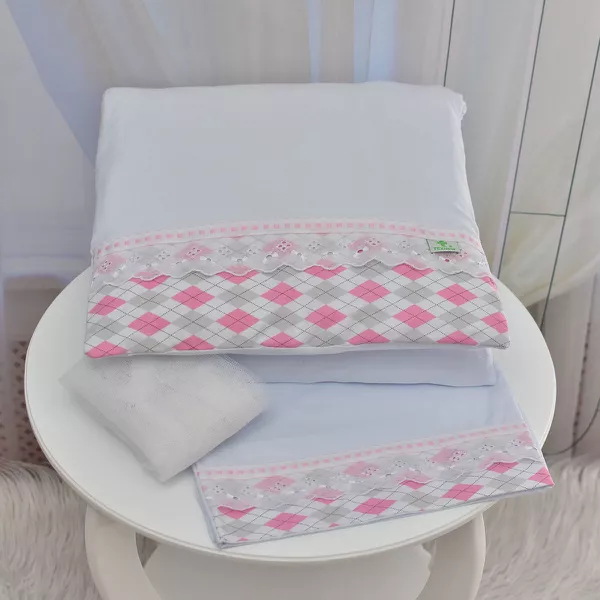 Kit Para Carrinho Bebê Escócia Rosa