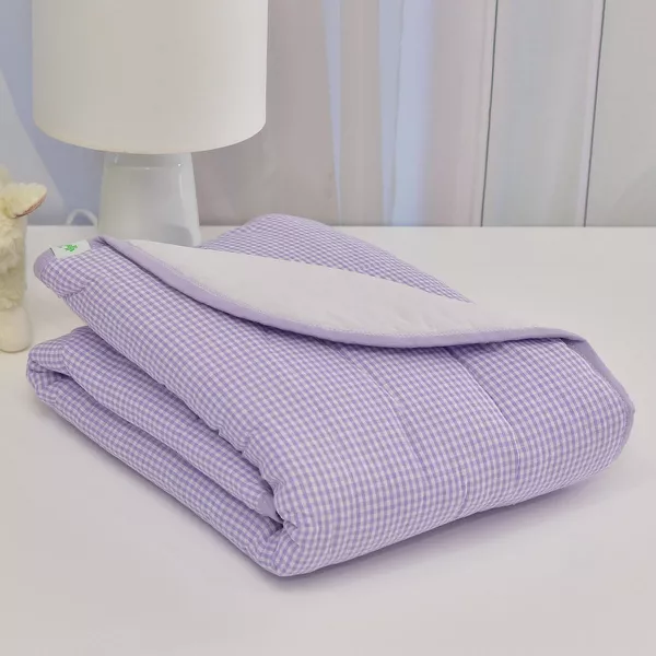 Edredom Bebê Tricoline Xadrez Lilás