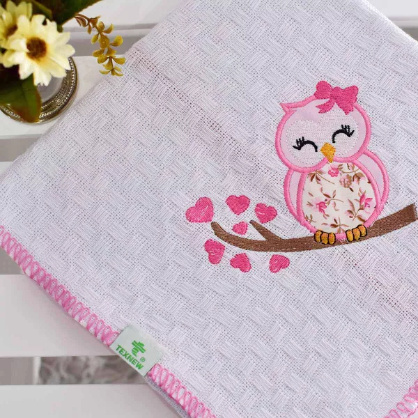 Manta Bebê Piquet Corujinha Pink