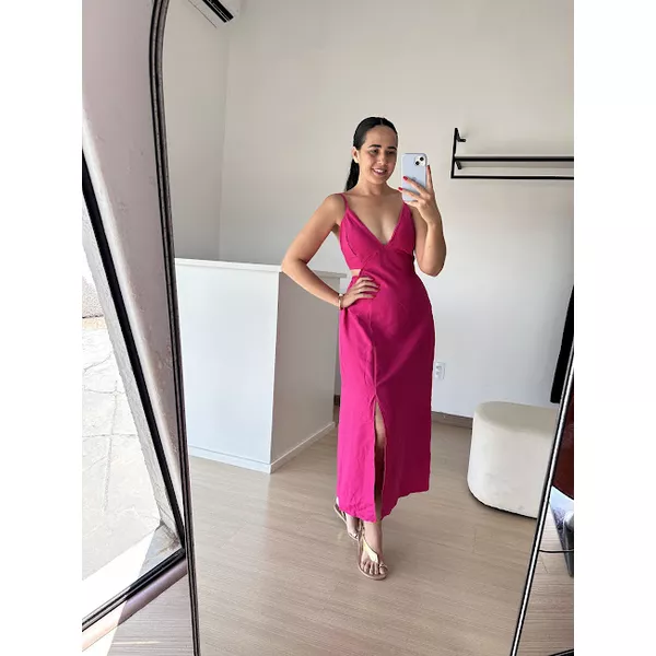 Vestido Nádia Midi Abertura na cintura - Pink
