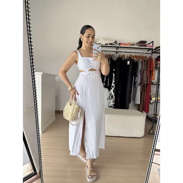 Vestido Longo Recorte Busto- Branco 