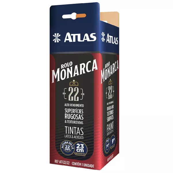 ATLAS ROLO MONARCA 23CM LÃ SINTÉTICA 22MM | TINTAS PALMARES