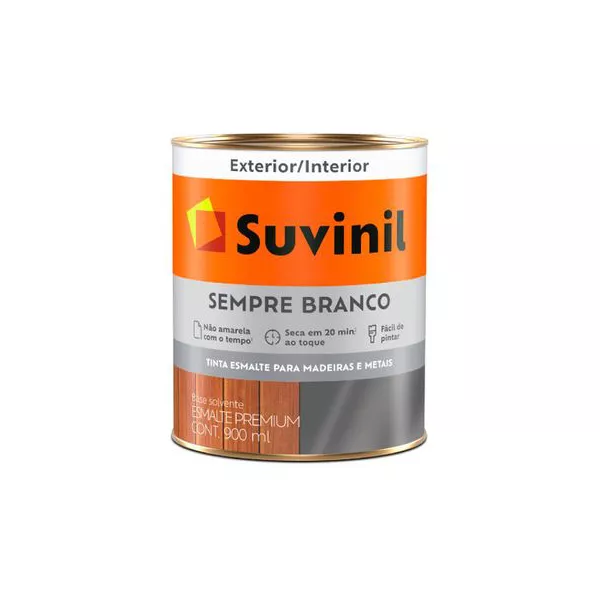 Tinta Esmalte Sintético Sempre Branco Acetinado 0,9 L Suvinil