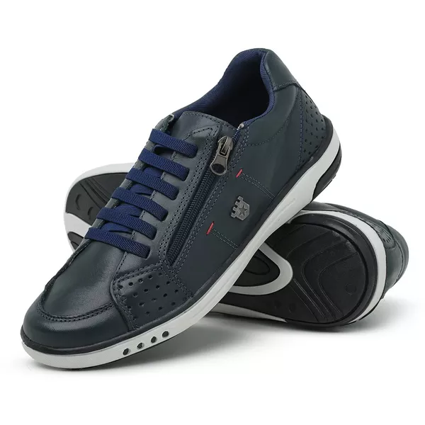 Tênis Sapatenis Masculino Casual Ziper Lateral Marinho