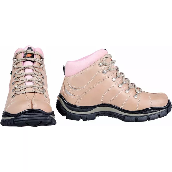 Bota Coturno Adventure Azimute Brasil Creme/Rosa | Top Franca