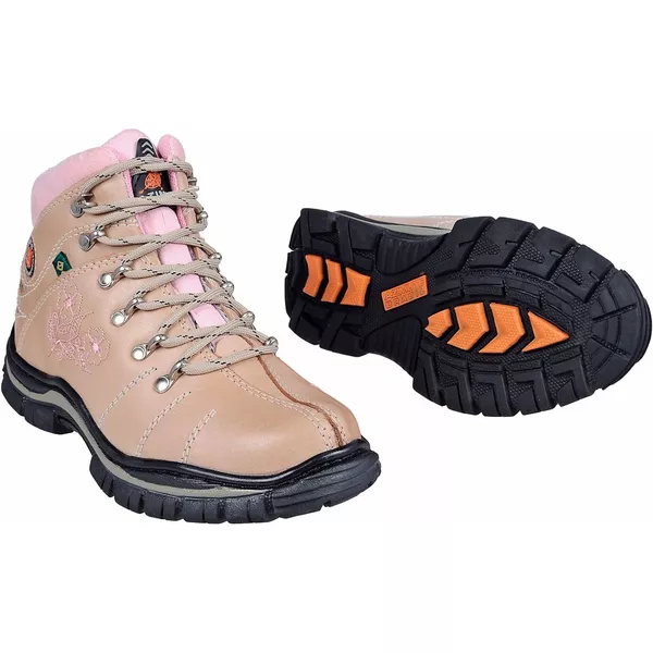 Bota Coturno Adventure Azimute Brasil Creme/Rosa | Top Franca