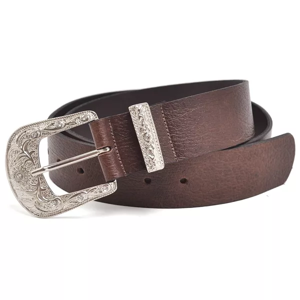 Cinto Feminino Estilo Cowgirl Country Em Couro Com Fivela Prata Rodeio Cor Caramelo